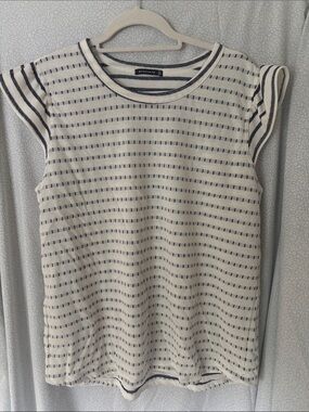 Staccato Cream and Navy Striped Knit Tank Top